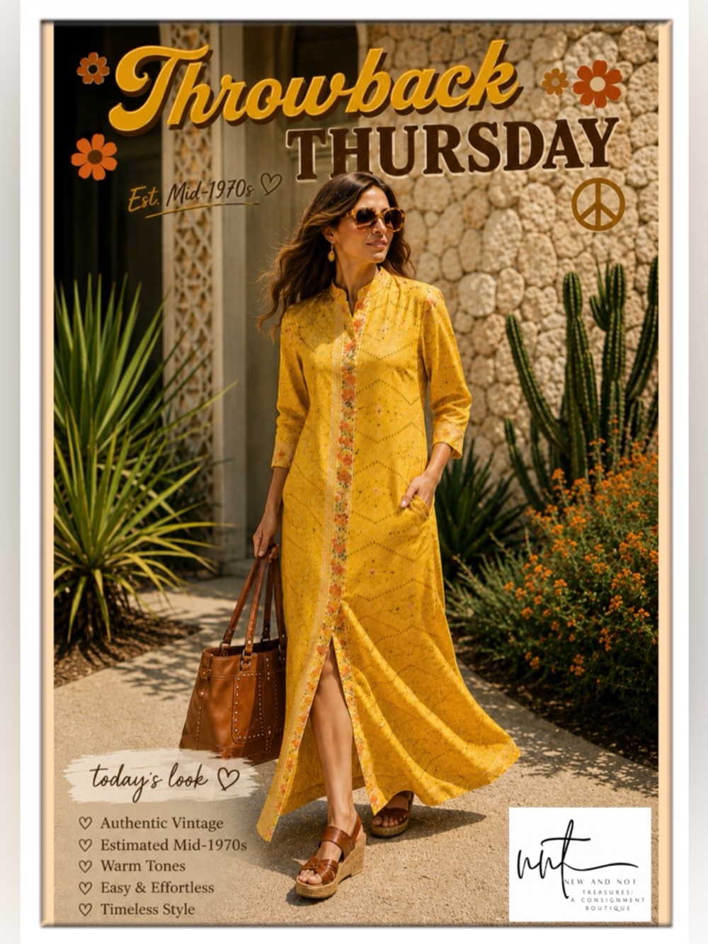 Vintage 70s Diana Dean Julius Lonschein Hostess Maxi Dress NOS Size 14 Yellow